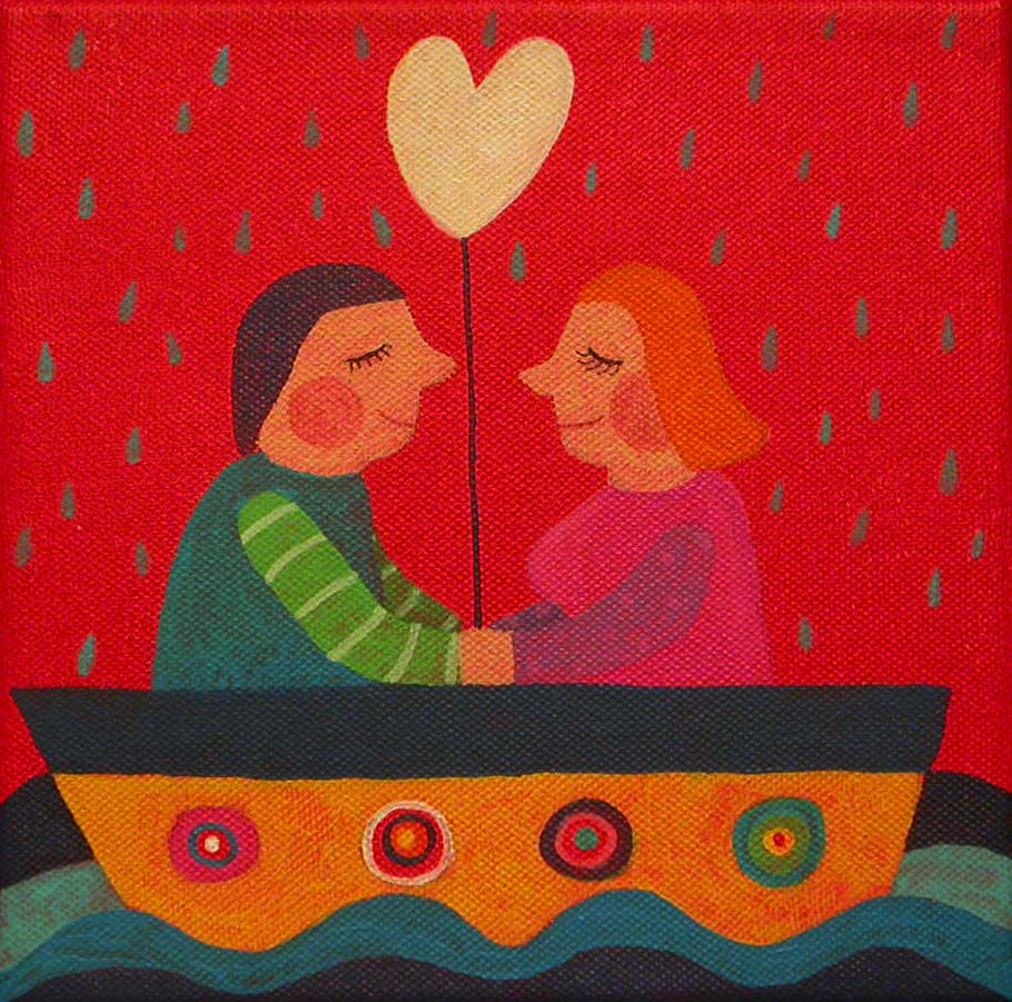 Ljubezen na morju, 20x20 cm, akril, 2010, (cena 120 eur)